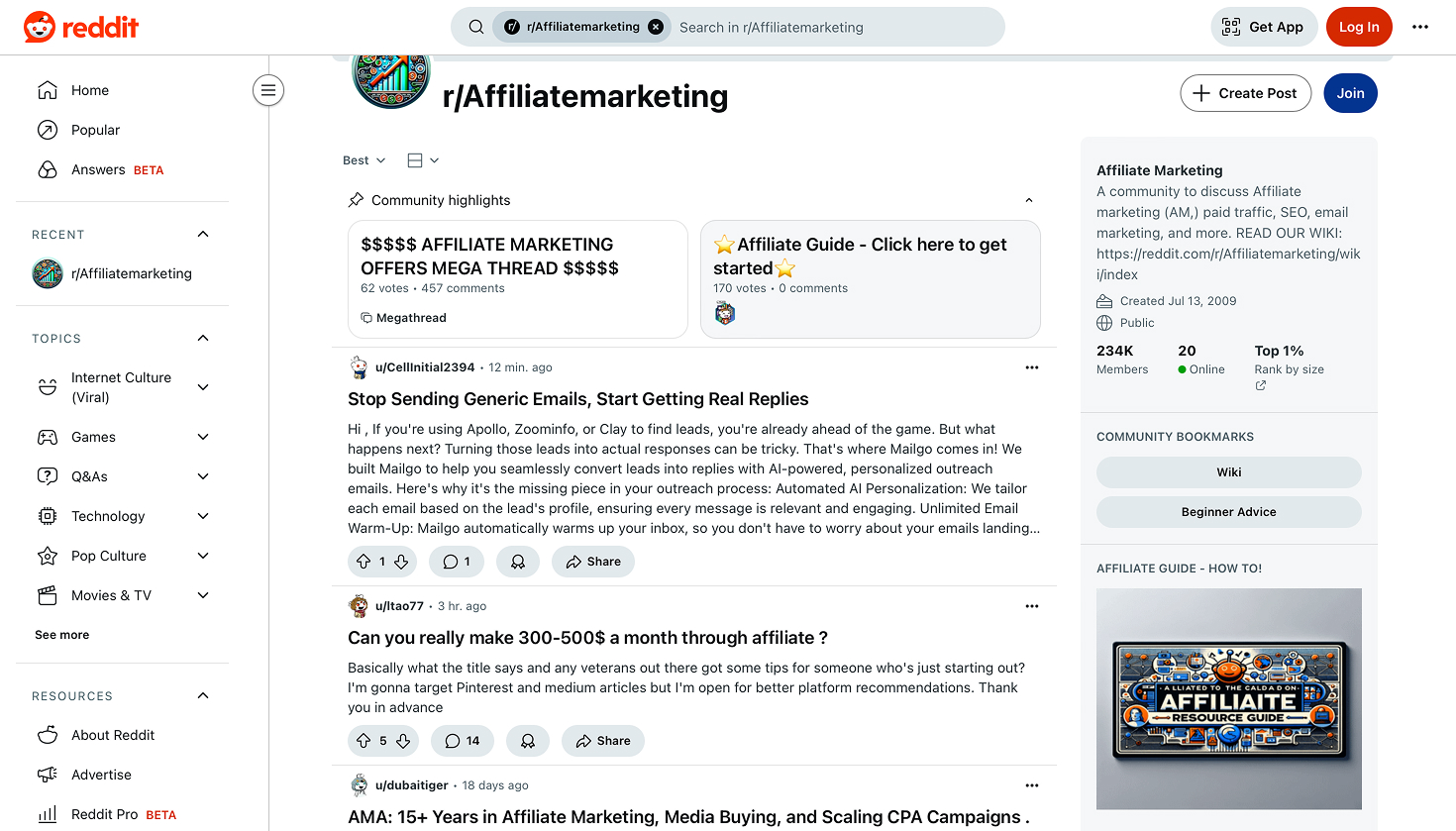 Reddit Affilate Marketing Forums