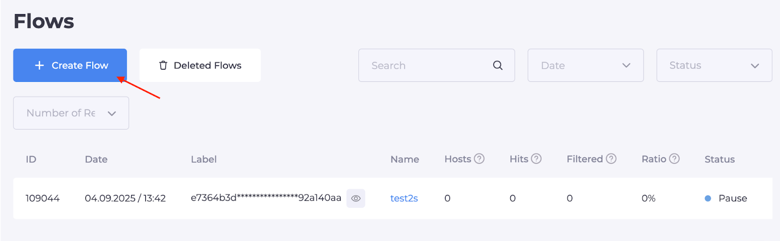Перейдем к настройке. Нажмите на кнопку “Create Flow”